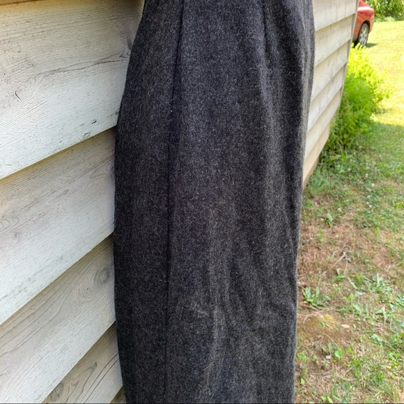 Vintage 80s Gray 100% Wool High Waisted A Line Ankle Length Modest Midi Skirt - Picture 11 of 16